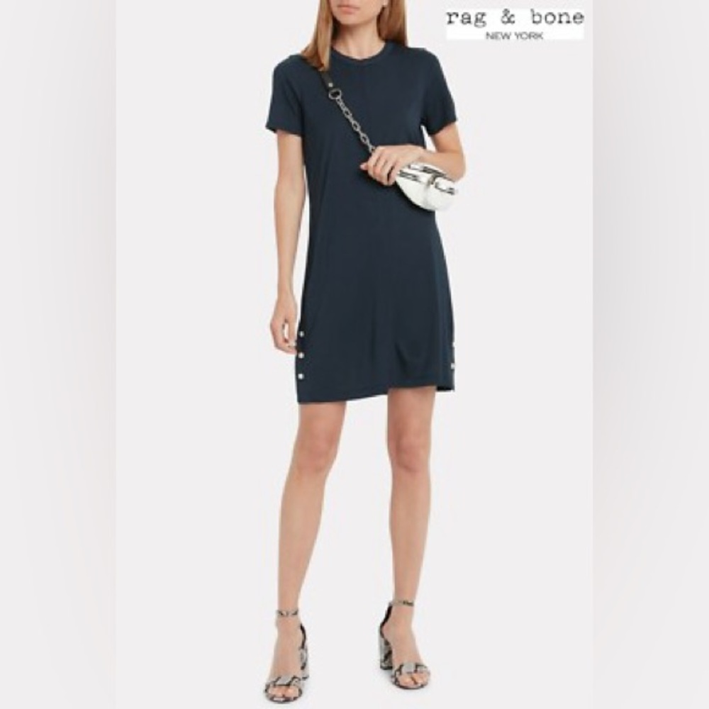 Rag & Bone Navy Blue Allegra Jersey Salute T-Shirt Dress Size XS $350